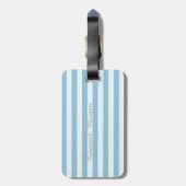 Light Blue Striped Monogram-Personalized Bagagelabel (Achterkant verticaal)