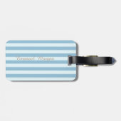 Light Blue Striped Monogram-Personalized Bagagelabel (Achterkant horizontaal)