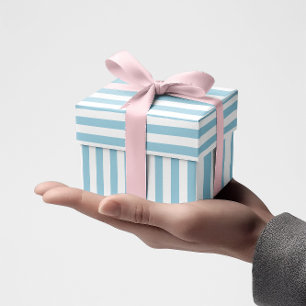 Light Blue Striped Patroon Cadeaupapier