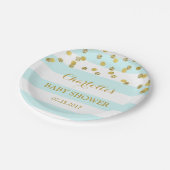 Light Blue Stripes Gold Confetti Baby shower Bord (Gekanteld)