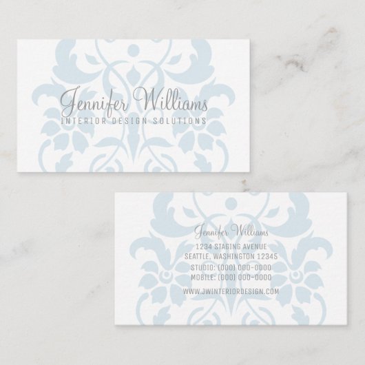 Light Blue Subtle Damask Visitekaartje (Voorkant / Achterkant)