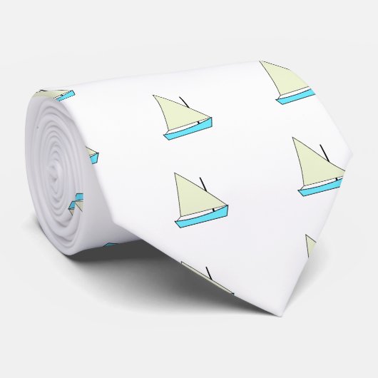 Light Blue Sunfish Sailboat Illustration Stropdas (Opgerold)