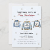 Light Blue Sweater Weather Christmas Party Kaart (Voorkant)