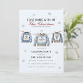 Light Blue Sweater Weather Christmas Party Kaart (Staand voorkant)