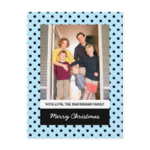 Light Blue Sweet Polka Dot Holiday Foto Briefkaart