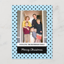 Light Blue Sweet Polka Dot Holiday Foto Briefkaart