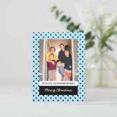 Light Blue Sweet Polka Dot Holiday Foto Briefkaart (Staand voorkant)