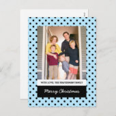 Light Blue Sweet Polka Dot Holiday Foto Briefkaart (Voorkant / Achterkant)