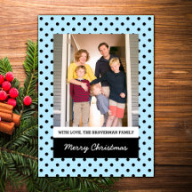 Light Blue Sweet Polka Dot Holiday Foto Flat Kaart