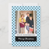 Light Blue Sweet Polka Dot Holiday Foto Flat Kaart (Voorkant)