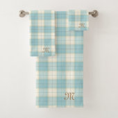 Light Blue Tartan, speciaal gepersonaliseerd Monog Bad Handdoek (Insitu)