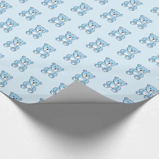 Light Blue Teddy Bear Boy's Gift Wrap Cadeaupapier (Hoek)