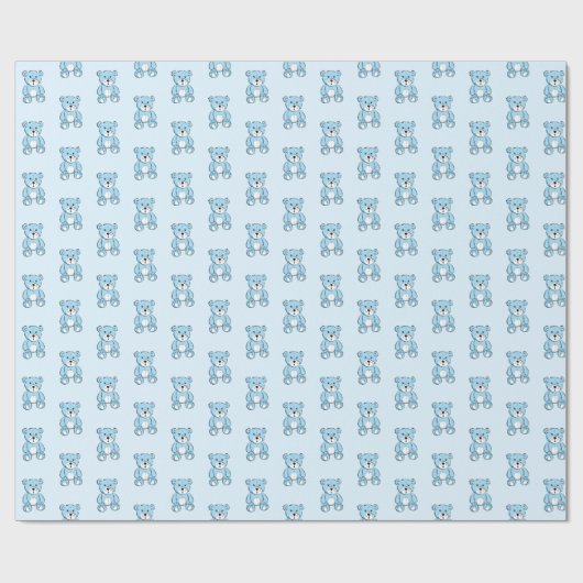 Light Blue Teddy Bear Boy's Gift Wrap Cadeaupapier (Vlak)