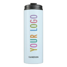 Light Blue Thermal Water Bottle Company Logo 12 oz