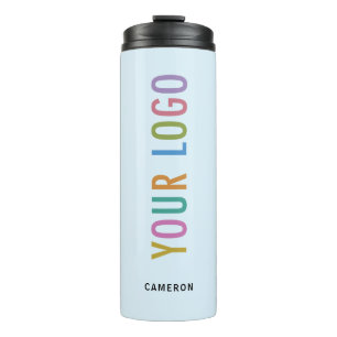 Light Blue Thermal Water Bottle Company Logo 12 oz Thermosbeker