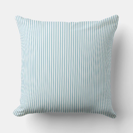 Light Blue Ticking Stripe Cushion Kussen (Voorkant)