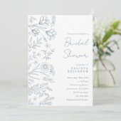 Light Blue Toile Bridal Shower Invitation Kaart (Staand voorkant)