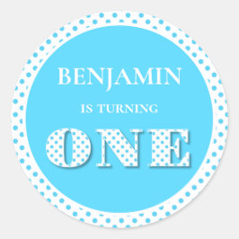 Light Blue Turing One Polka Dot Ronde Sticker