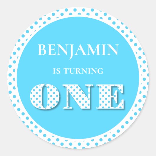 Light Blue Turing One Polka Dot Ronde Sticker (Voorkant)