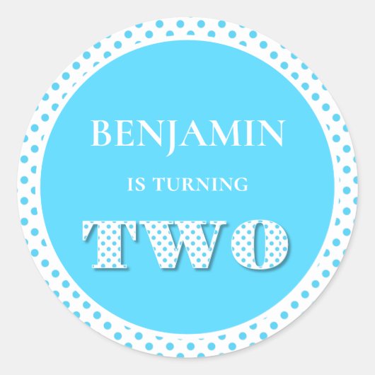 Light Blue Turing Two Polka Dot Ronde Sticker (Voorkant)