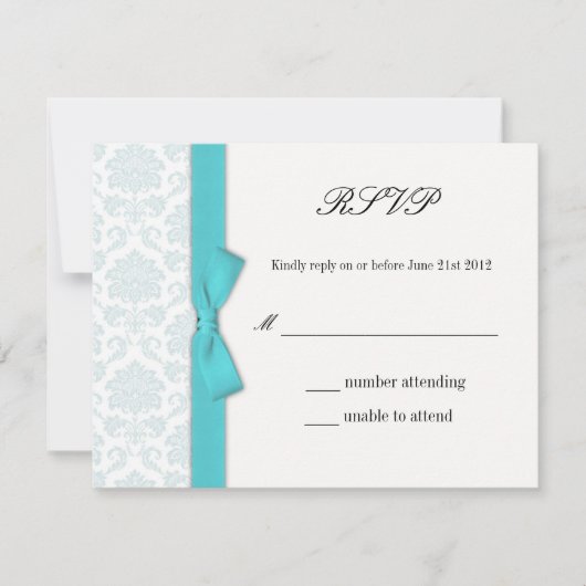 Light Blue Turquoise RSVP Response Kaart (Voorkant)