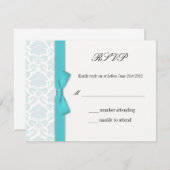 Light Blue Turquoise RSVP Response Kaart (Voorkant / Achterkant)