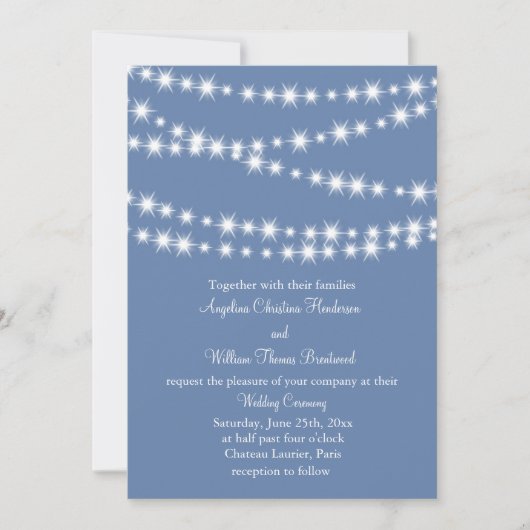 Light Blue Twinkle Lights Weddenschap Kaart (Voorkant)