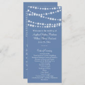 Light Blue Twinkle Lights Wedding Programme Programmakaart (Voorkant / Achterkant)