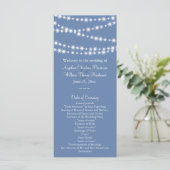 Light Blue Twinkle Lights Wedding Programme Programmakaart (Staand voorkant)