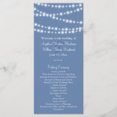 Light Blue Twinkle Lights Wedding Programme Programmakaart (Voorkant)