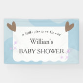 Light Blue Twinkle Star Baby shower Welkom Spandoek (Horizontaal)