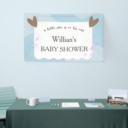 Light Blue Twinkle Star Baby shower Welkom Spandoek (Beurs)