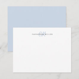 Light Blue Two Letter Initiaal Monogram Name Notitiekaartje
