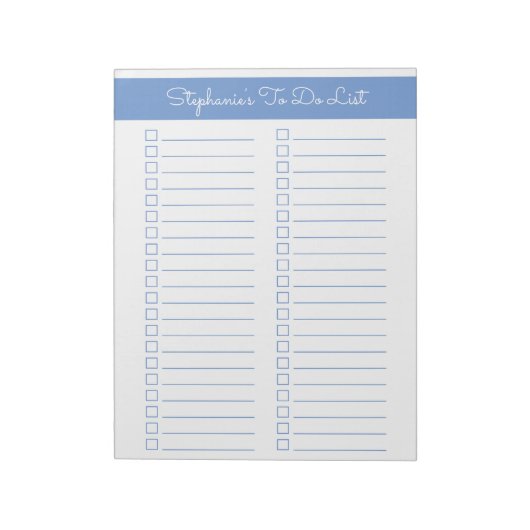 Light Blue Vertical 8.5x11 Two Column Checklist Notitieblok (Linkerzijde)