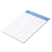Light Blue Vertical 8.5x11 Two Column Checklist Notitieblok (Schuin)