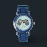 Light Blue Video Game Controller Horloge<br><div class="desc">Dit leuke horloge kenmerkt een koele vectorillustratie van een videospelcontrolemechanisme en kan met de naam van uw kind,  monogram,  initiaal,  of om het even welke tekst van uw keus worden gepersonaliseerd voor een perfecte douanegift.</div>