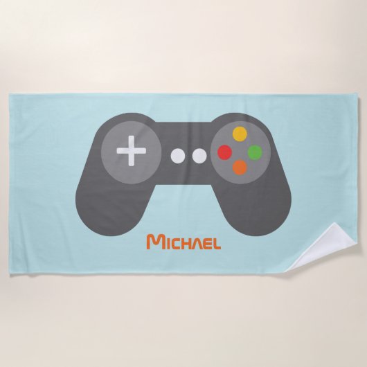 Light Blue Video Game Controller Strandlaken (Voorkant)