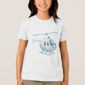 Light Blue Watercolor Modern Helicopter Tri-Blend Shirt (Voorkant)