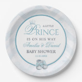 Light Blue Watercolor Prince Baby Shower Papieren Bordje (Voorkant)