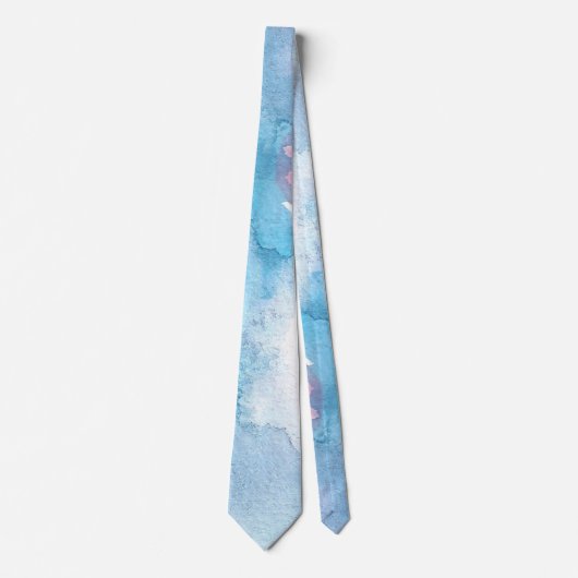 Light Blue Waterverf Beach Ocean Wedding Stropdas (Voorkant)