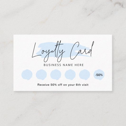 Light Blue Waterverf Beauty Rewards Stamp Kaart Klantenkaartje (Voorkant)