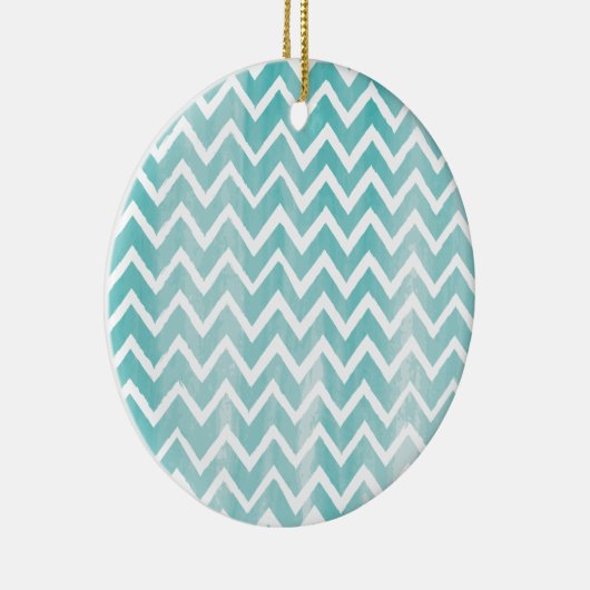 Light Blue Waterverf Chevron Pattern Keramisch Ornament (Rechts)