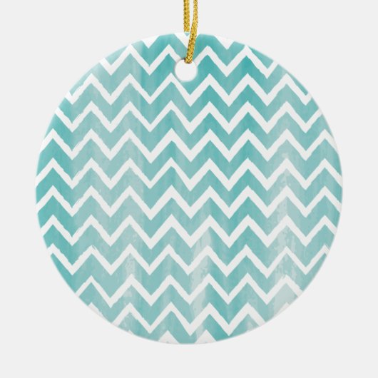 Light Blue Waterverf Chevron Pattern Keramisch Ornament (Voorkant)