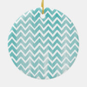 Light Blue Waterverf Chevron Pattern Keramisch Ornament (Achterkant)