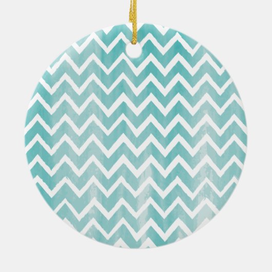 Light Blue Waterverf Chevron Pattern Keramisch Ornament (Achterkant)