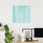 Light Blue Waterverf Chevron Pattern Poster (Thuiskantoor)