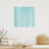 Light Blue Waterverf Chevron Pattern Poster (Keuken)