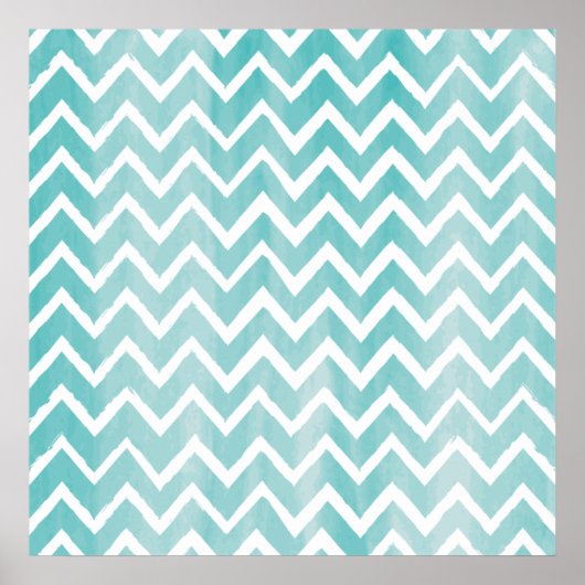 Light Blue Waterverf Chevron Pattern Poster (Voorkant)