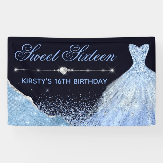 Light Blue Waterverf Dress & Glam Edge Sweet 16 Spandoek (Horizontaal)