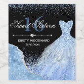 Light Blue Waterverf Dress Sweet 16 Birthday Wijn Etiket (Enkel label)
